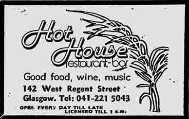 Hot House advert West Regent Street Glasgow